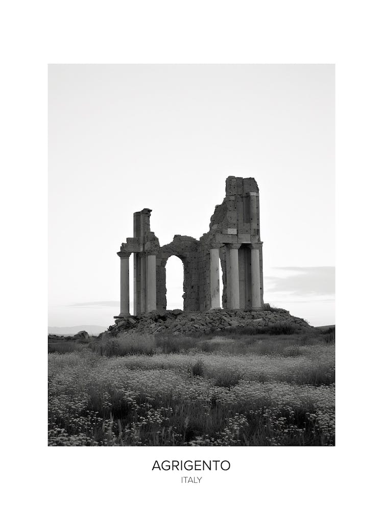 Poster von Agrigento, Italien, Schwarz-Weiß-Foto 4