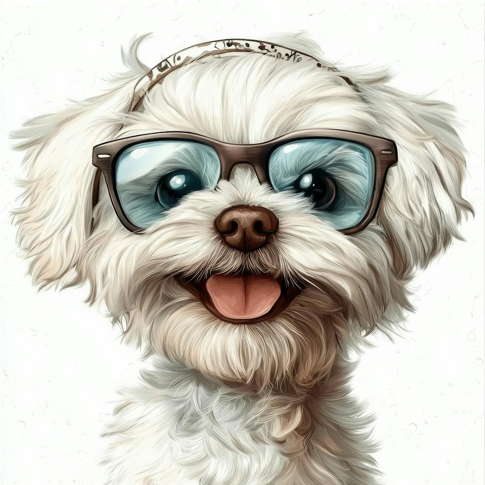 Whimsical Image Of A Funny Dandie Dinmont Terrier Dog Wi