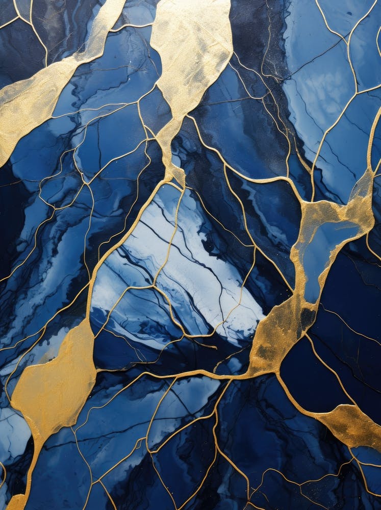 Blue And Gold Abstract Painting 5