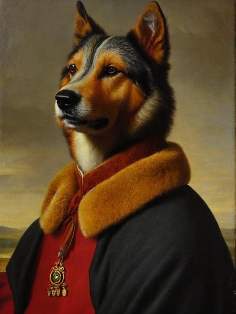 Icelandic Sheepdog Renaissance Portrait Oil Painting
