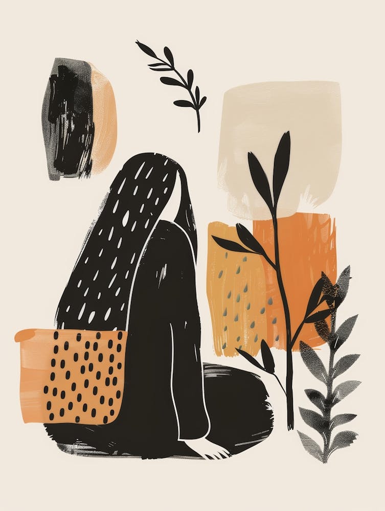 Illustration Of A Woman Sitting On The Ground