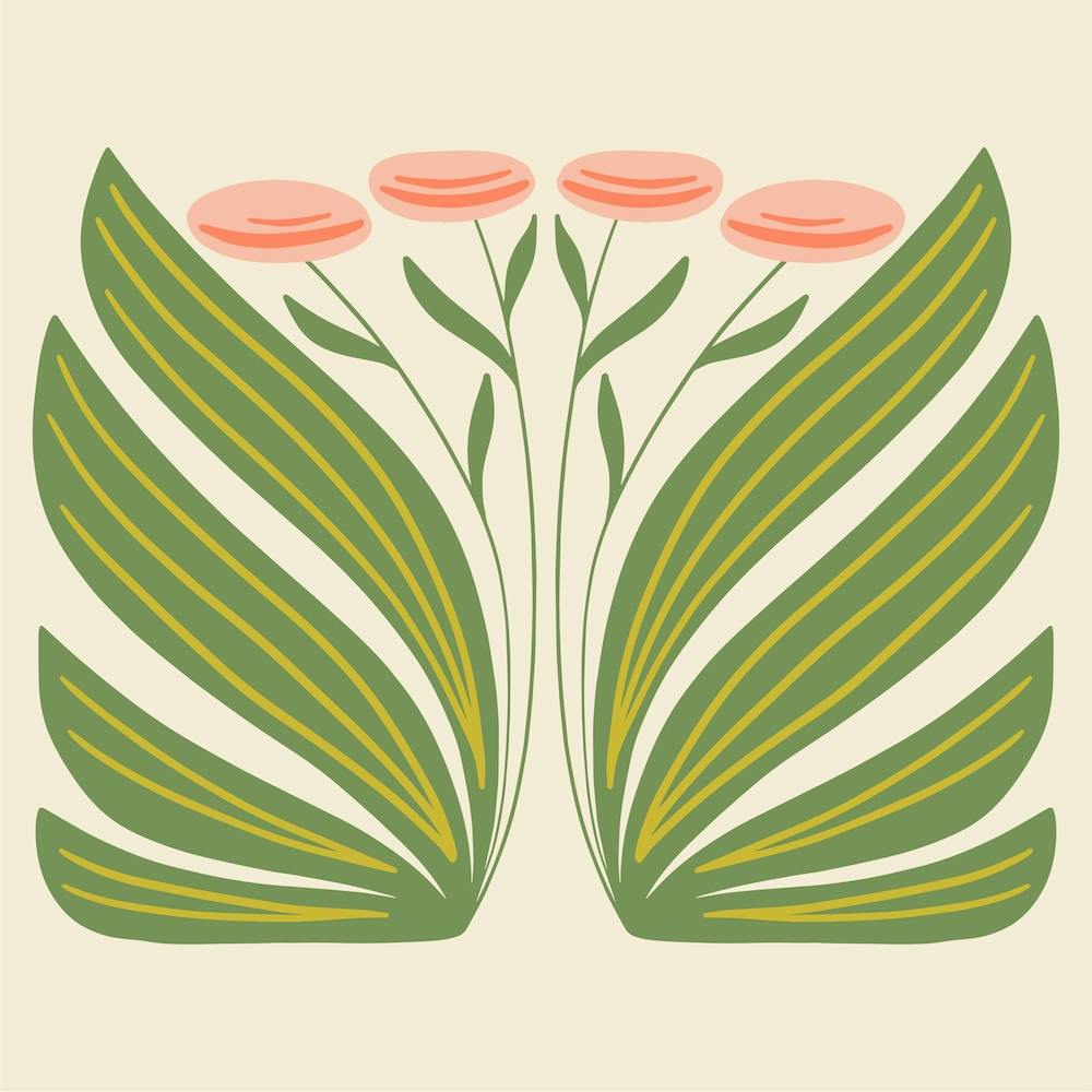 Blooming Orange Floral Square