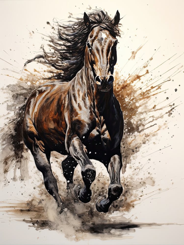 A Horse Painting In The Style Of Spattering 4