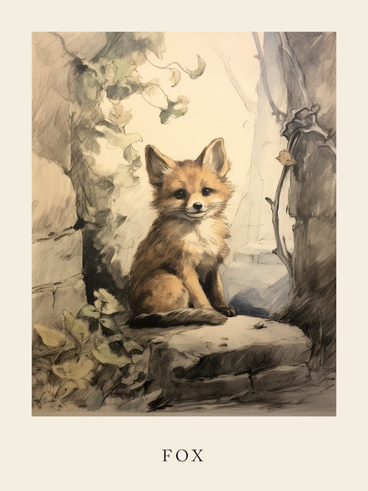 Beatrix Potter Inspired  Animal Watercolour Fox 1