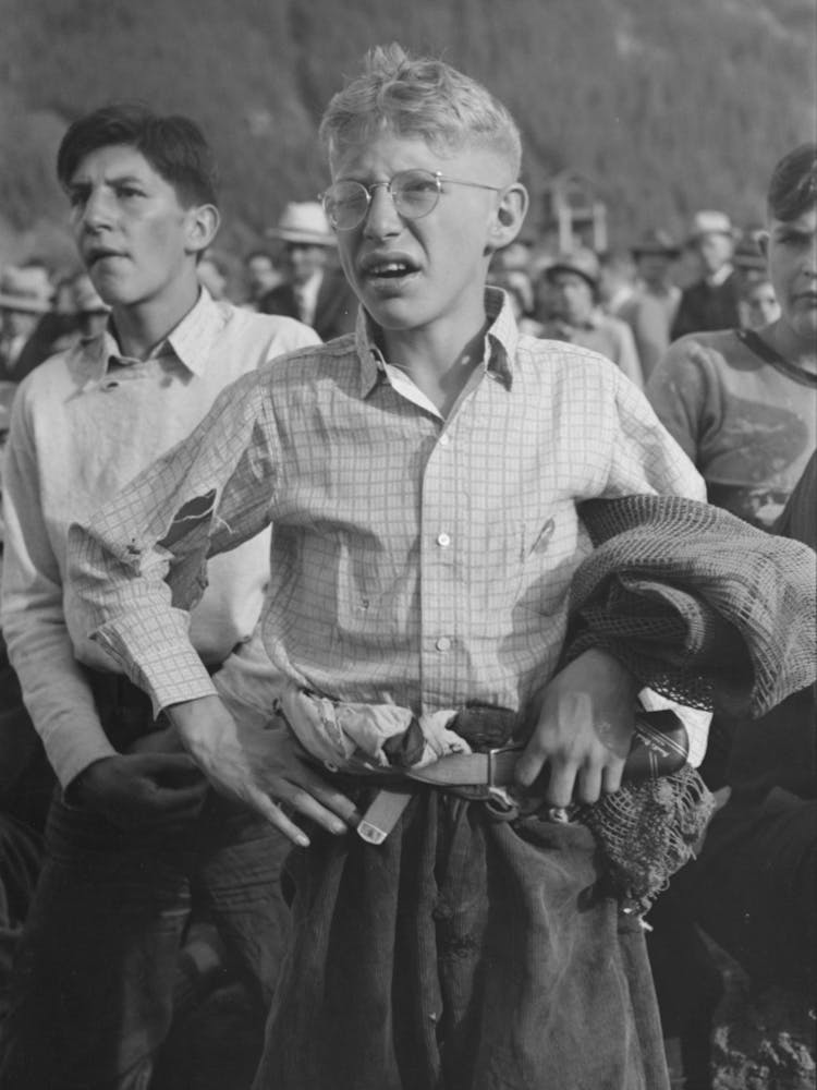 Boy Watching Miners Contest At Labor Day Celebration, Silverton, Colorado By Russell Lee