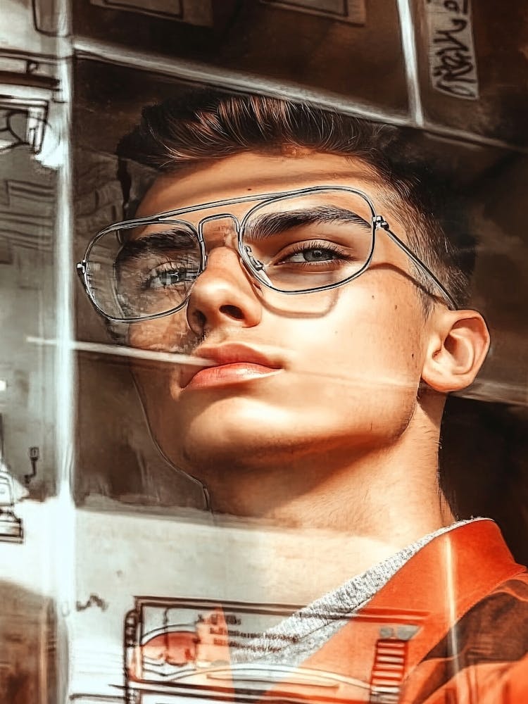 Portrait d'un jeune homme à lunettes