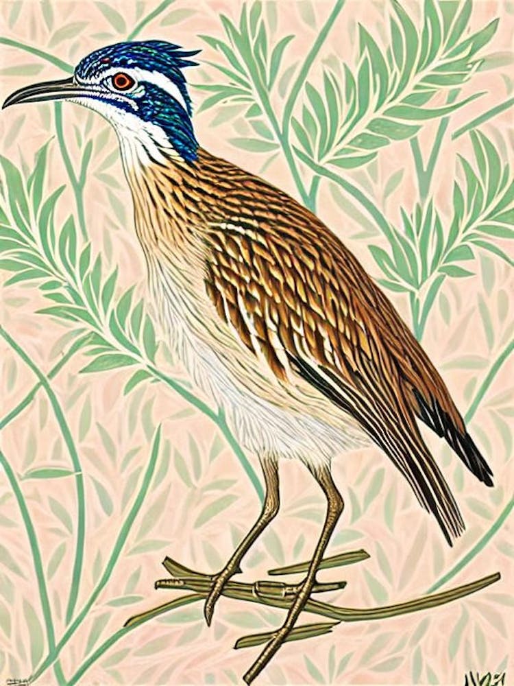 Roadrunner William Morris Style Bird