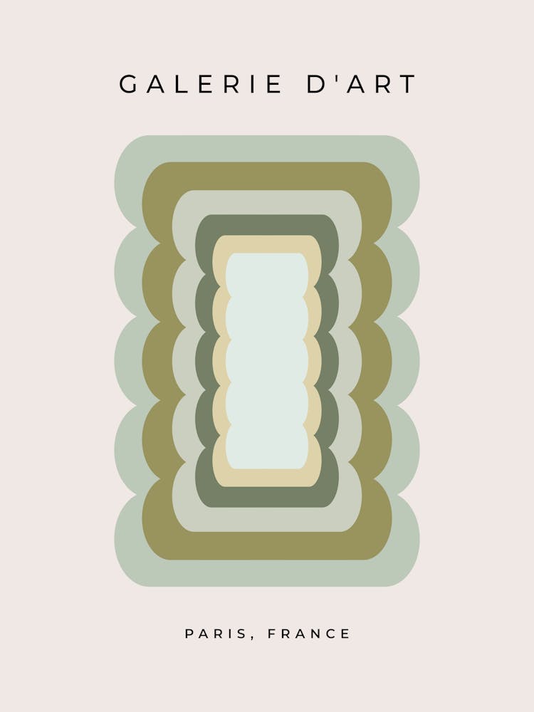 Vintage Wellenlinien Salbeigrün Und Beige