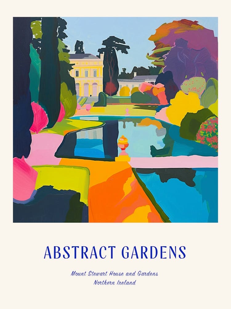 Colourful Gardens Mount Stewart House And Gardens Northern Ireland 1 Blue Poster