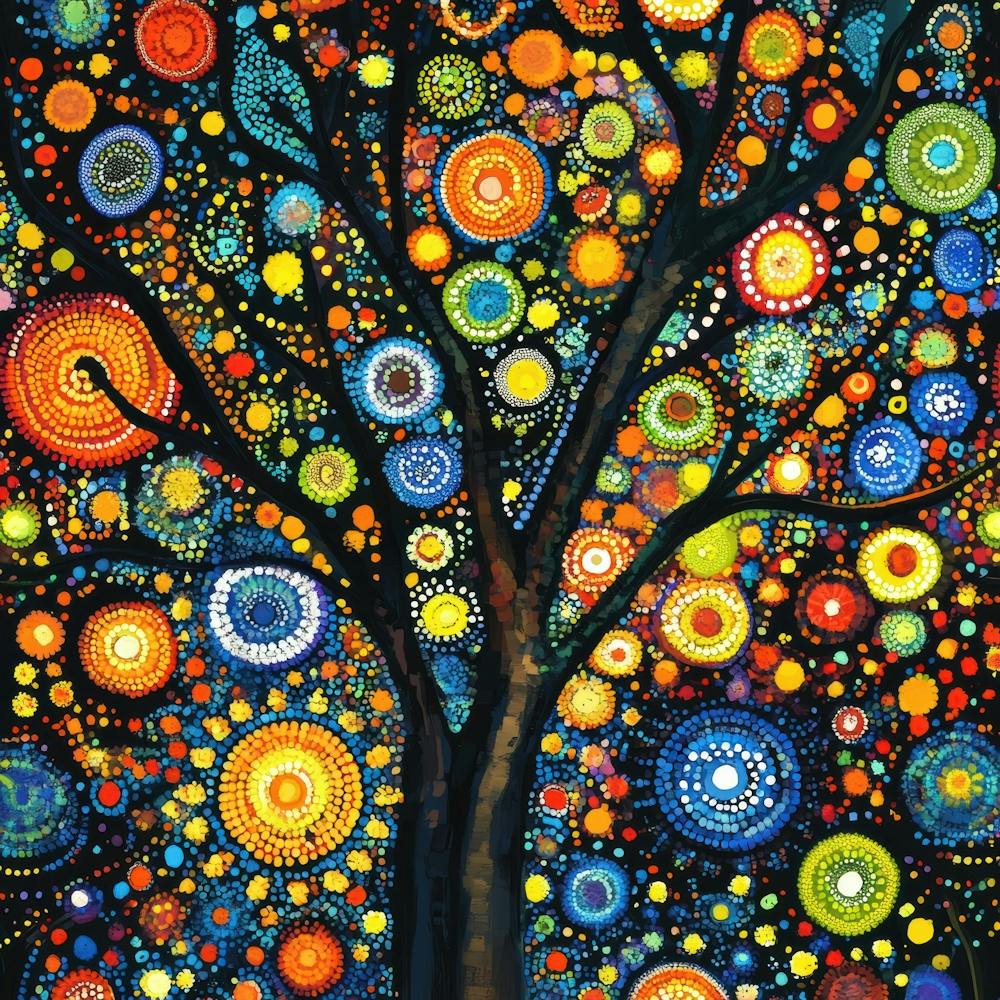 Colorful Dots and Circle of Tree 16