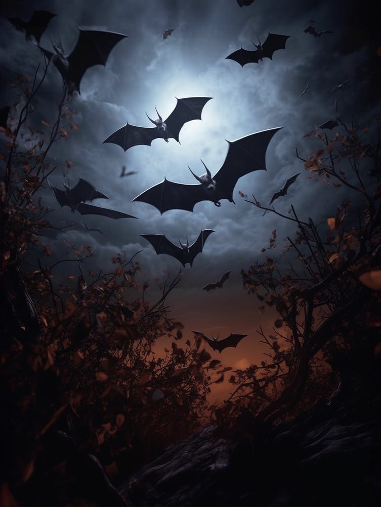 Silhouette Of Bats  Illustration 1
