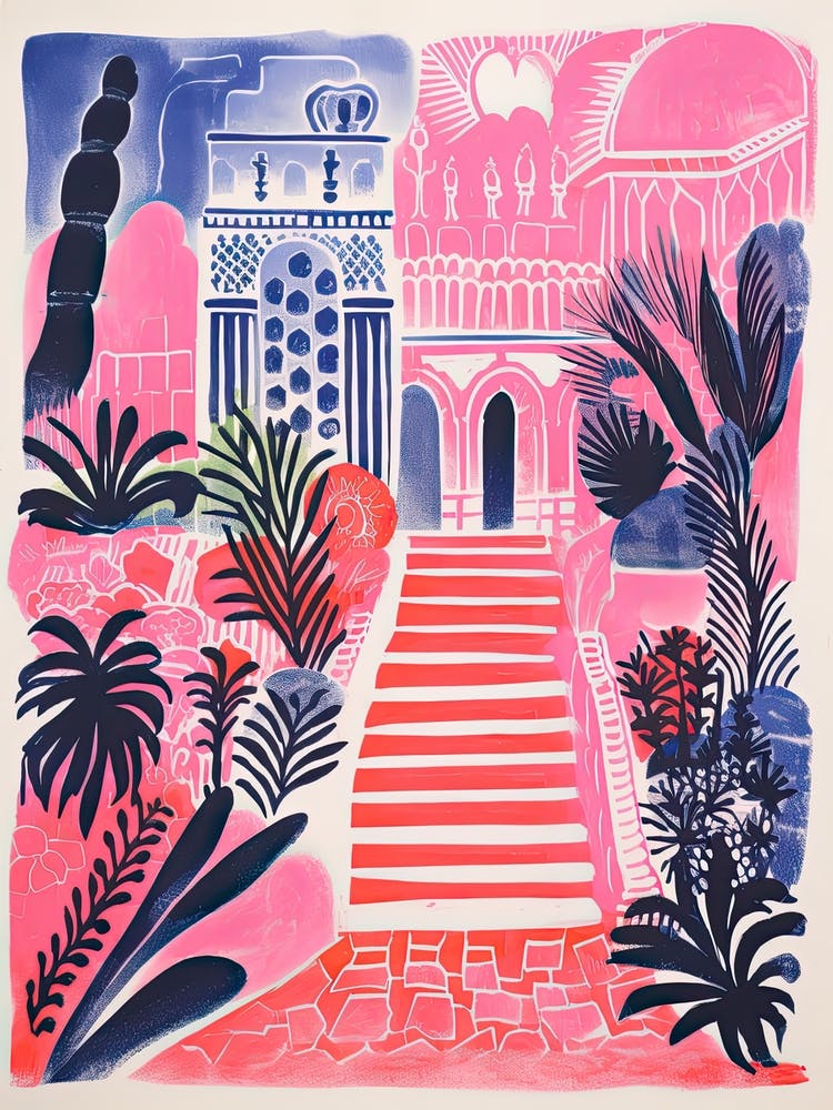 Majorelle Gardens Abstract Riso Style 4