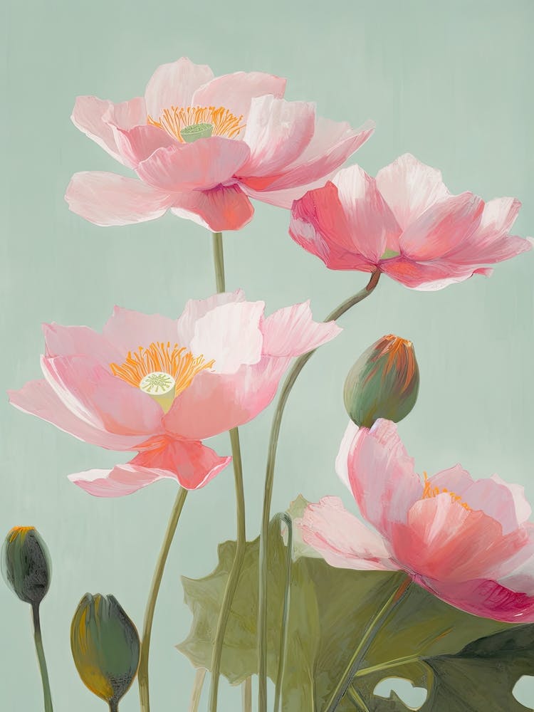 Lotusblumen Acrylbild in Pastellfarben 12