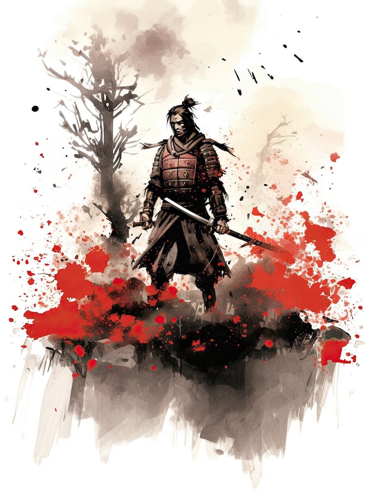 Samurai Sumi E Illustration 1