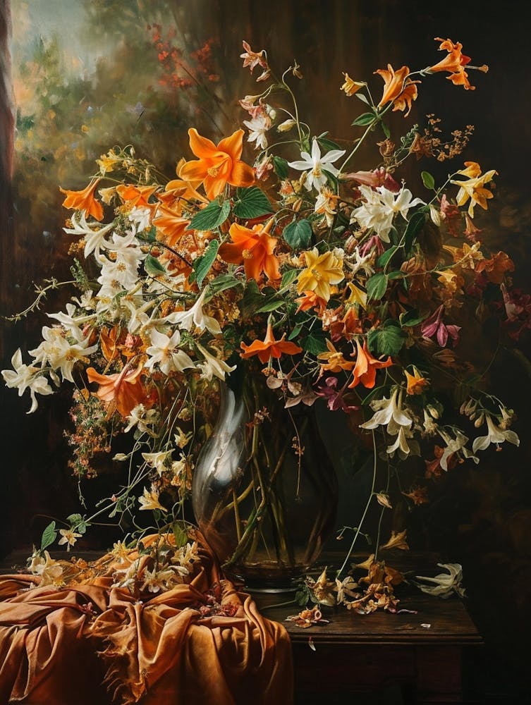Baroque Floral Still Life Columbine 1