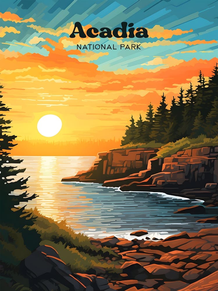 Acadia National Park Maine USA Illustration de Voyage