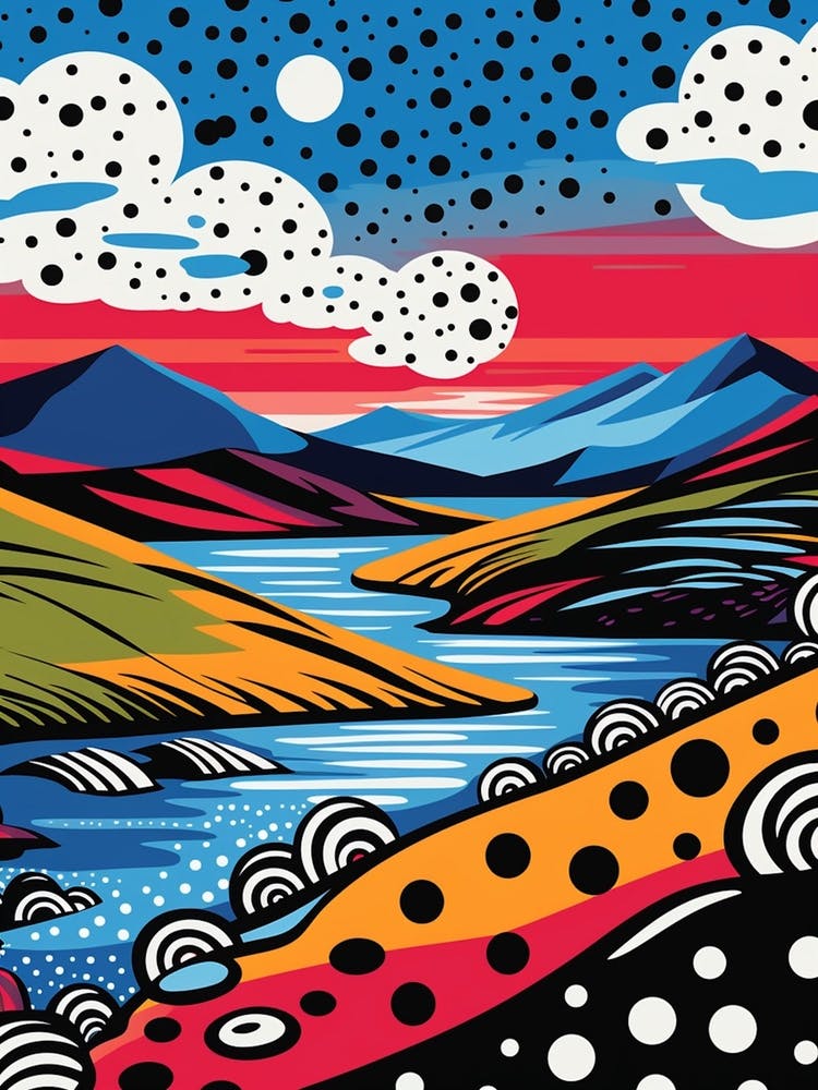 Polka Dot Pop Art Mountain Landscape 2
