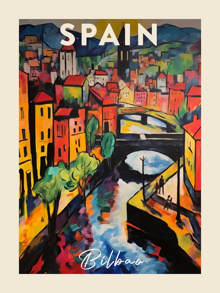 Bilbao Spanien 2 Fauvistisches Gemälde Reiseposter