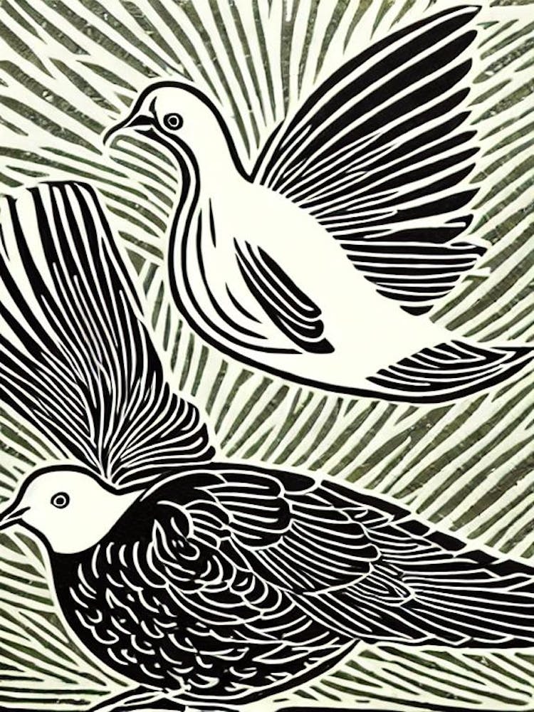 Dove Linocut Bird
