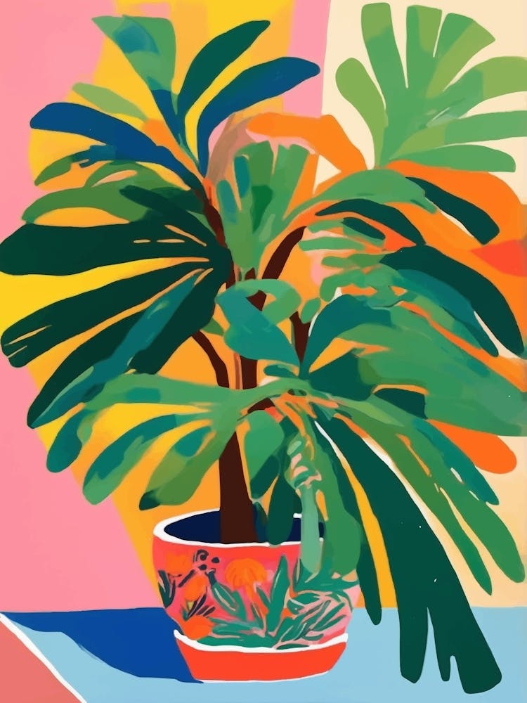 Farbenfrohe Illustration Pflanze im Topf