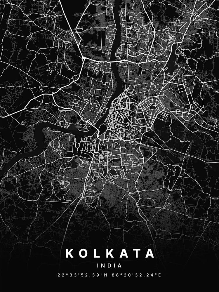 Kolkata India Black Map