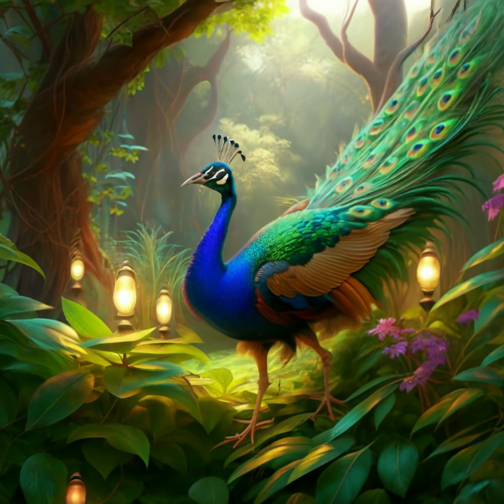 Peacock In The Forest 1