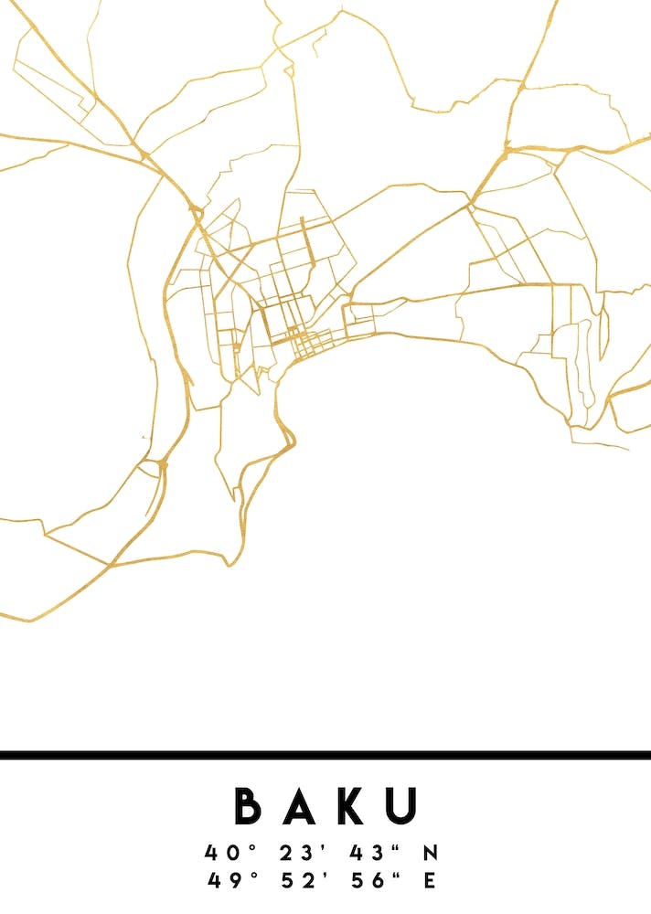 Baku Azerbaijan City Street Map Line