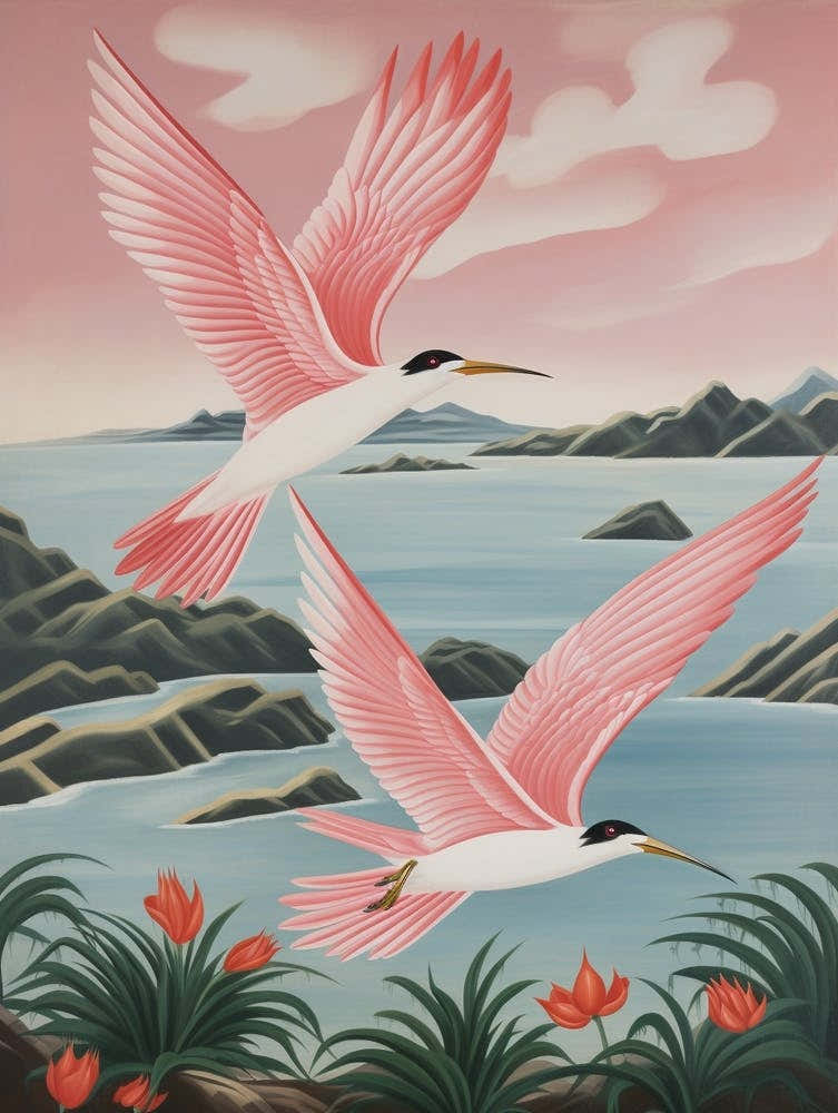 Vintage Japanese Inspired Bird Print Common Tern 4