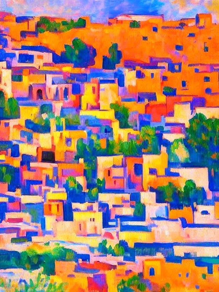 Port Of Fes Morocco Brushwork Painting 1 harbour