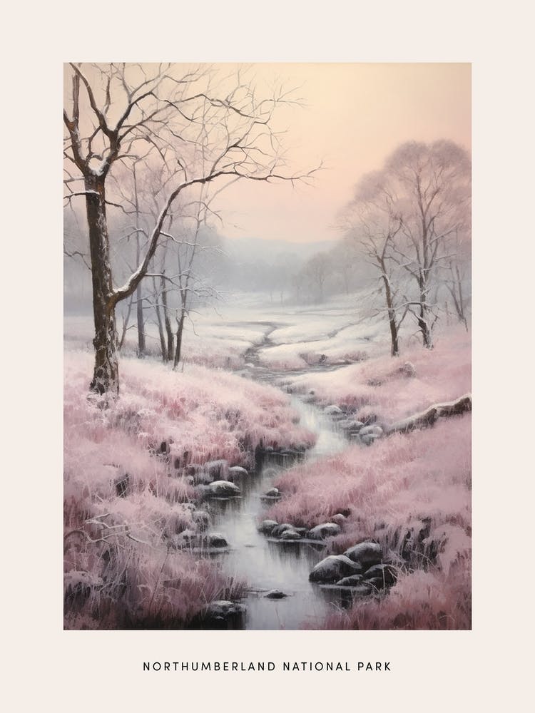 Verträumtes Winter-Nationalpark-Poster Northumberland National Park United Kingdom 1