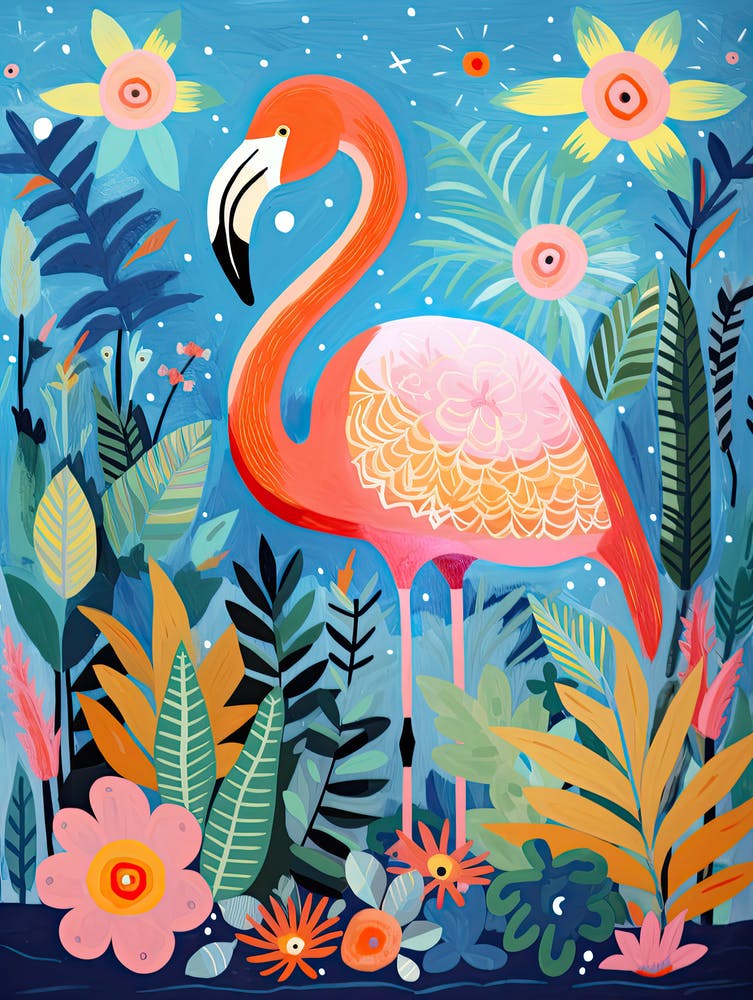 Flamingo In The Jungle, Matisse Inspired