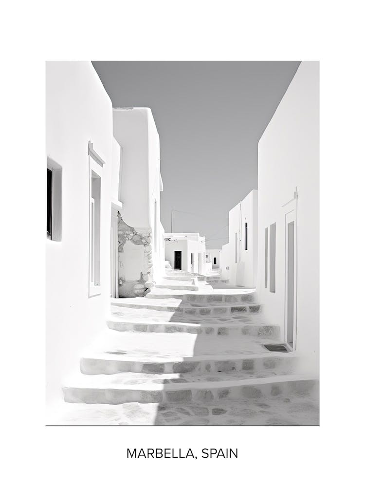 Poster Of Mykonos, Greece, Photography In Black And White 2