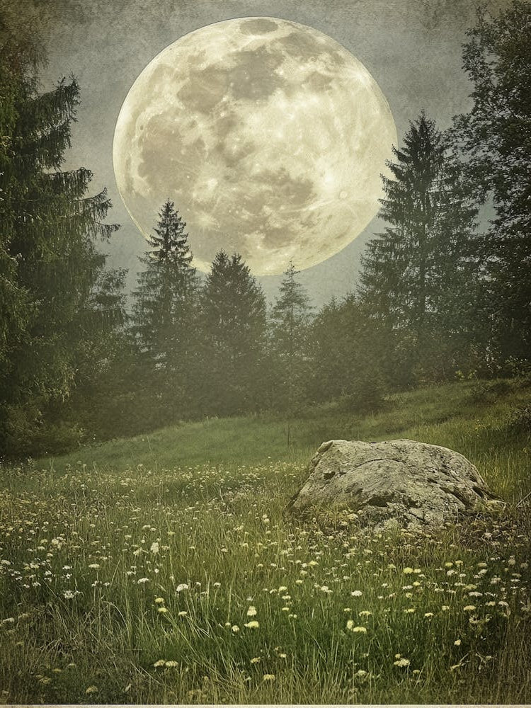 Full Moon In The Woods Art 1