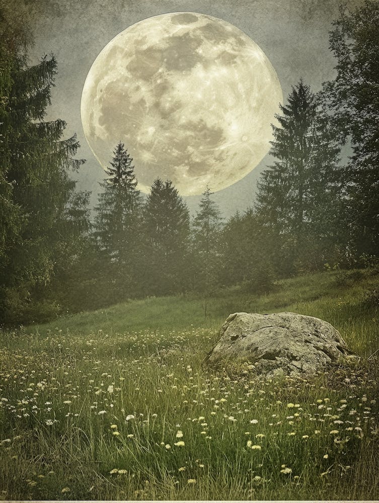 Full Moon In The Woods Art 1