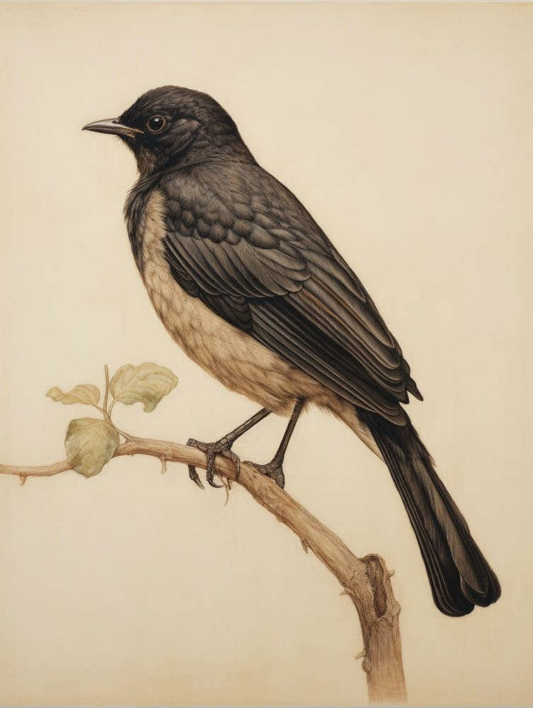Vintage Bird Drawing Blackbird 3