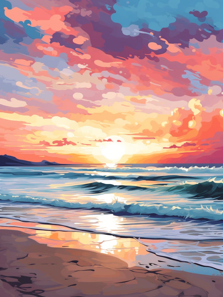 Four Mile Beach Australia At Sunset, Vibrant Painting 3