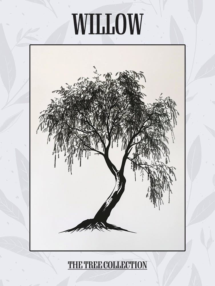 Willow Tree Simple Geometric Nature Stencil 2 Poster