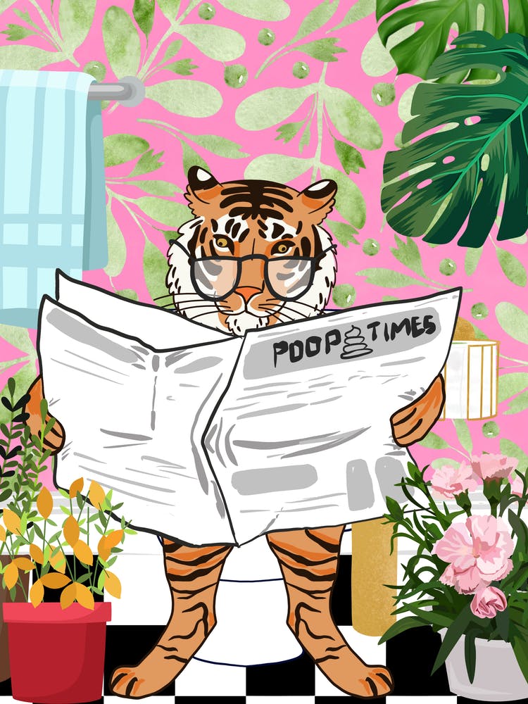 Tiger In Toilet - Funny Animal Bathroom