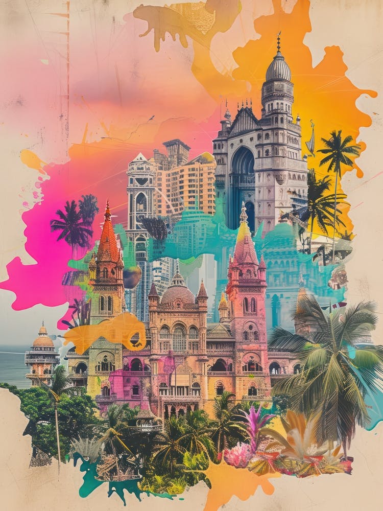 Mumbai   Retro Collage Style 4