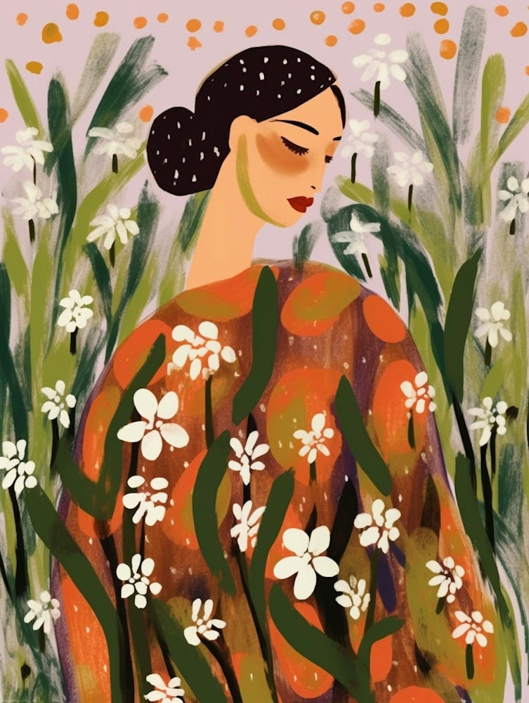 Woman With Autumnal Flowers Lily Of The Valley 1