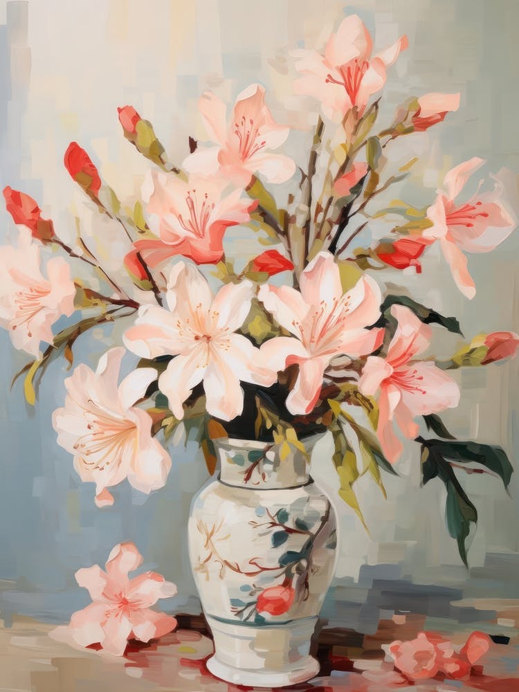 Azalea Flower Still Life Painting 3 Dreamy