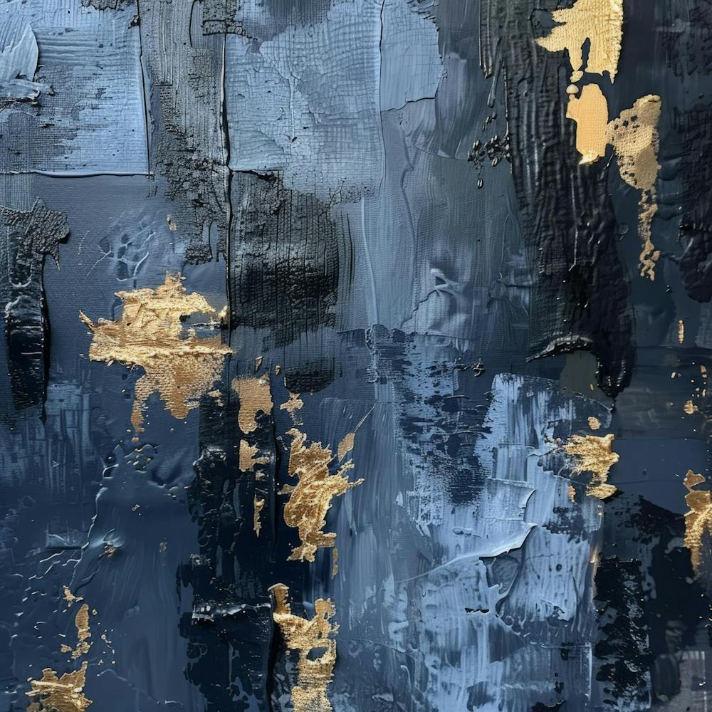 Gold And Blue Abstract Painting 12