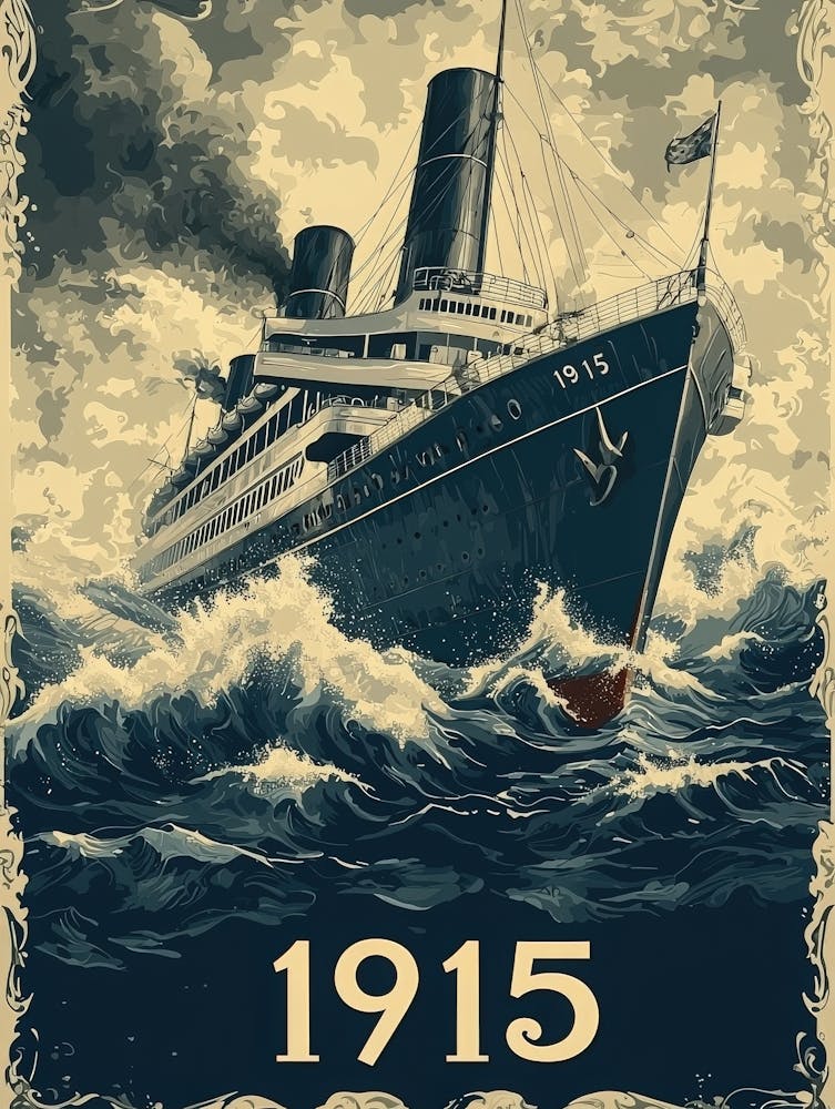 Aihrgdesign A Vintage Historical Poster Of The Rms Lusitania 2
