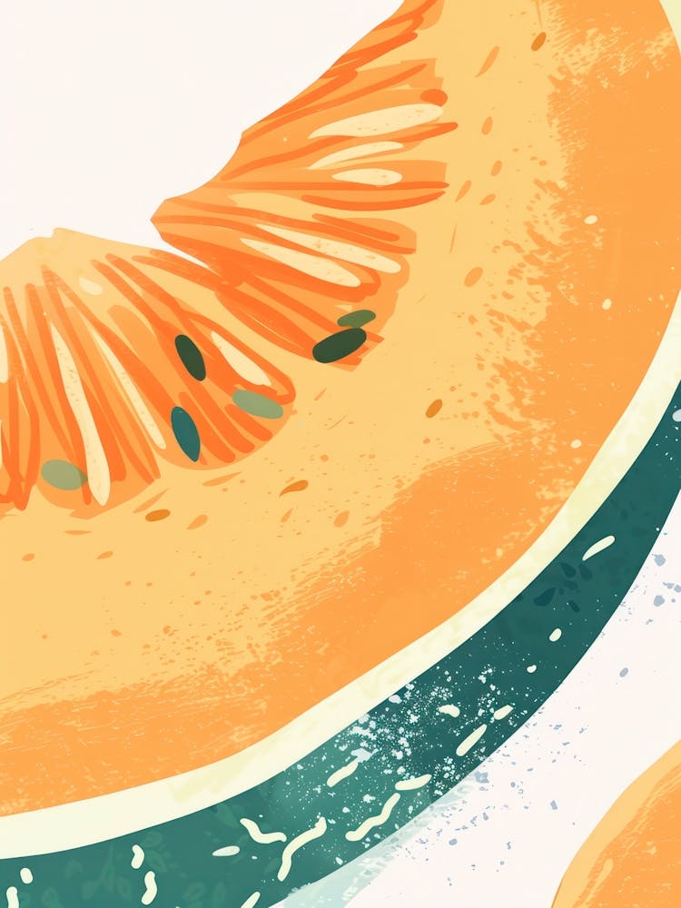 Cantaloupe Close Up Illustration 1