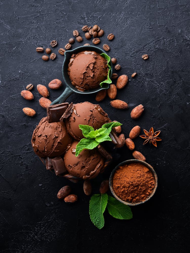 Chocolate ice cream — Food kitchen poster/blackboard, photo art