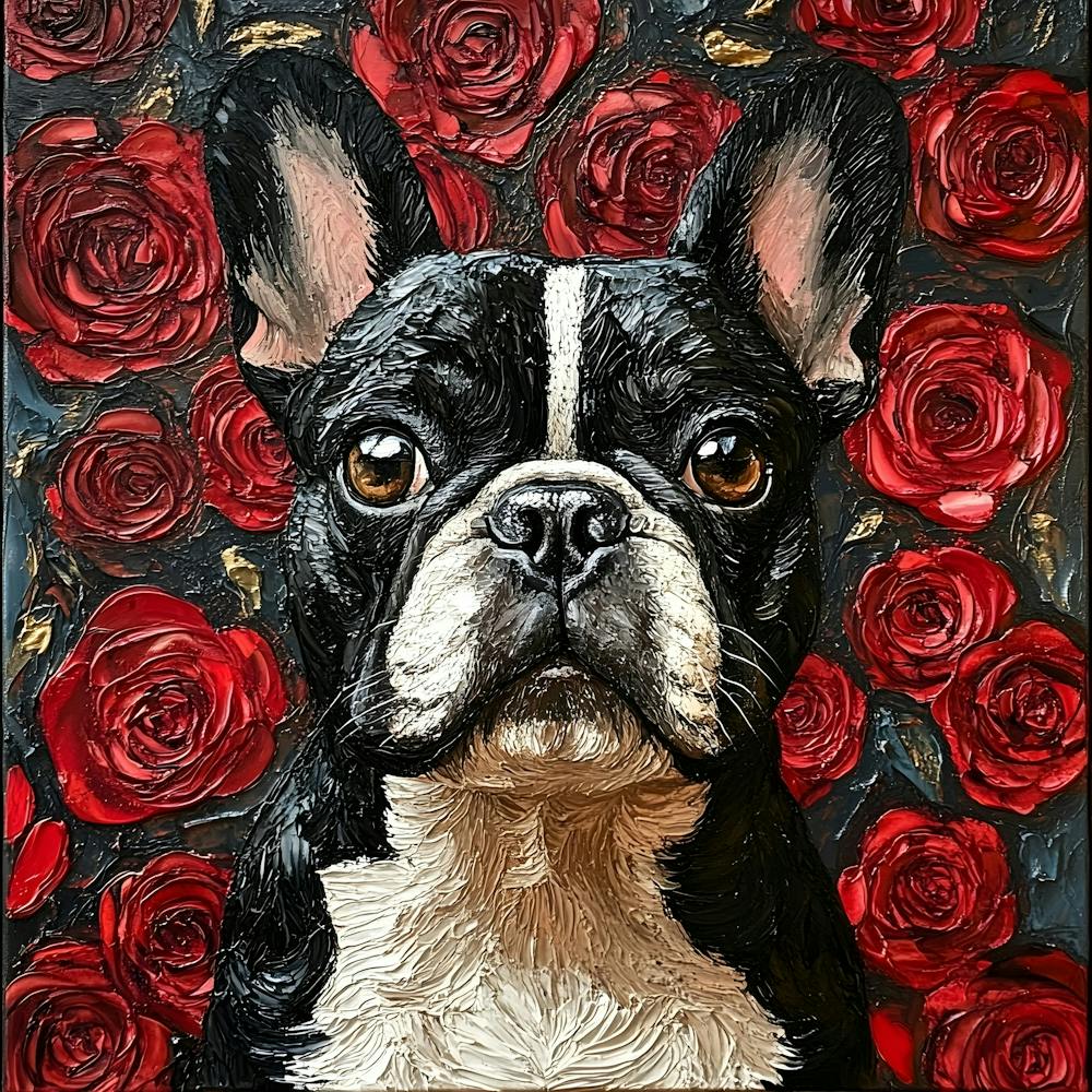 Frenchie And Roses 1