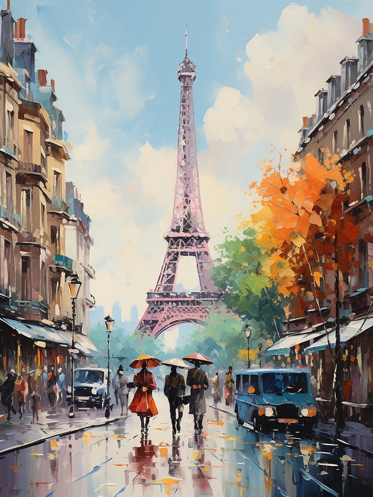 Charm in the Clouds: Eiffel Tower's Parisian Skyline Vista