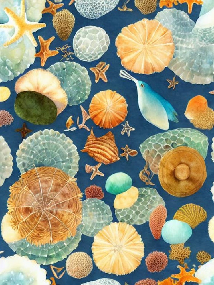 Sea Sponge Vintage Graphic Watercolour