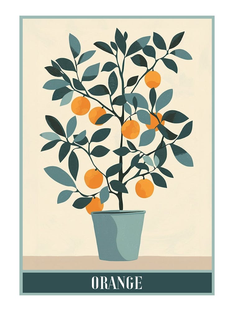 Orange Tree Flat Illustration 1 Poster