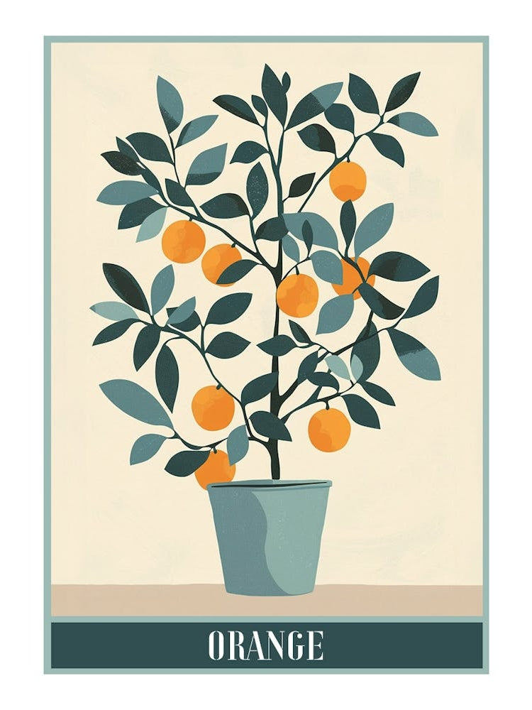 Orange Tree Flat Illustration 1 Poster